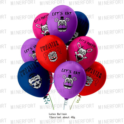 0709BA FNAF Five Nights At Freddy´s Party Theme Halloween Decor Disposable Birthday Party Tableware Digital Balloon Background Supplie