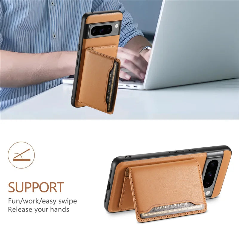 Versatile Magnetic Leather Wallet Case - Google