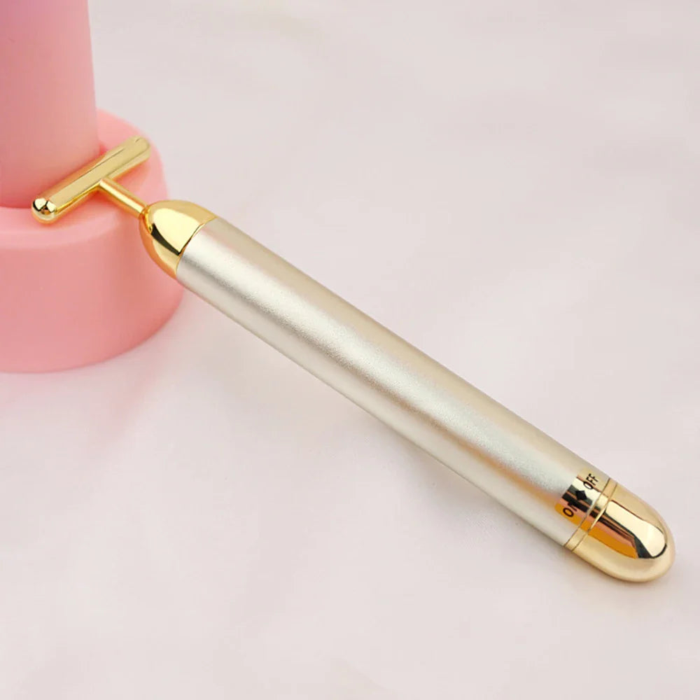 24k Gold Vibration Facial Roller Massager