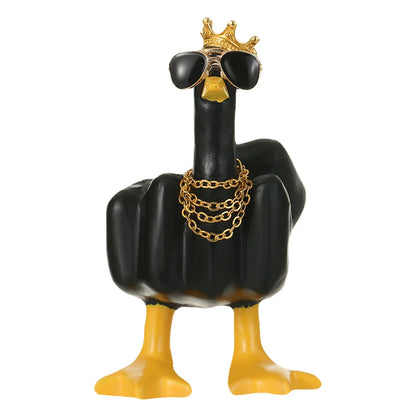 0907BA Middle Finger Duck Decorative Figurine Resin Tabletop Duck Ornament 7.5cm Mini Duck Decor for Home Garden Desk Decoration