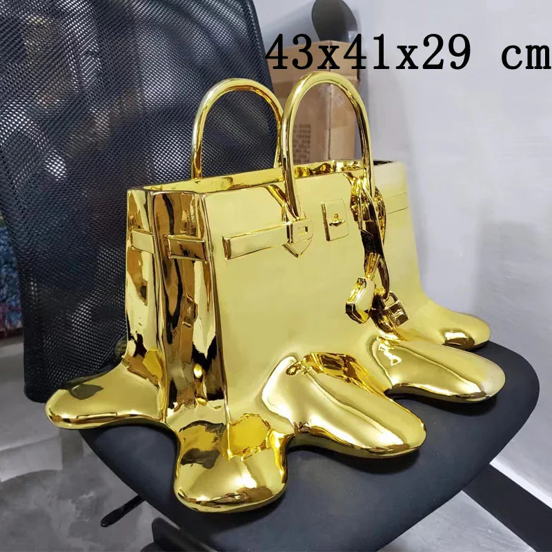 0907BA high quality silver Resin Flowers Vase Bag Home Decor aesthetic room decor Wedding desk Ornament Living Room Big Bag Vase Luxury