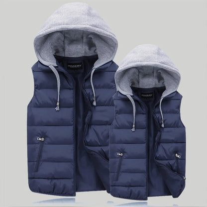 Men's Padded Vest Autumn Winter Hooded Jackets Outerwear