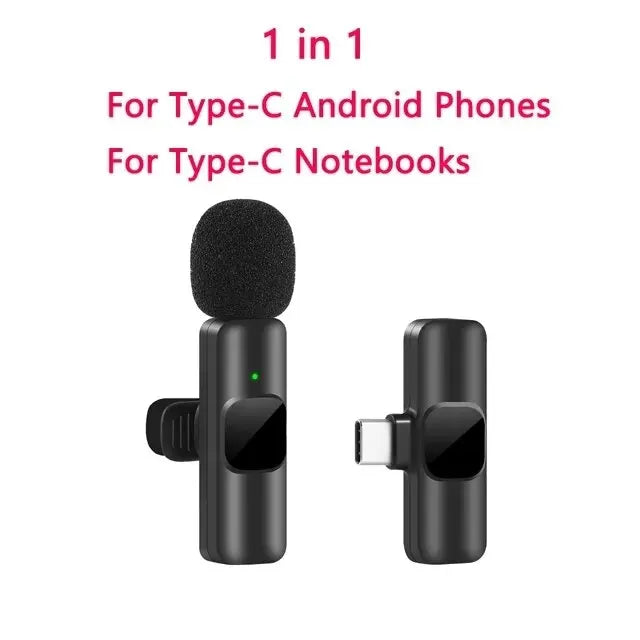 Wireless Lavalier Microphone Portable Audio Video Recording Mini Mic
