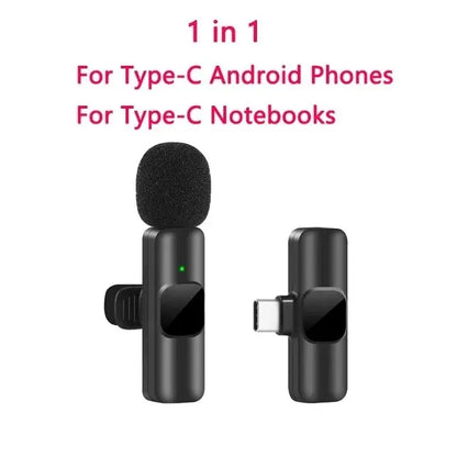 Wireless Lavalier Microphone Portable Audio Video Recording Mini Mic