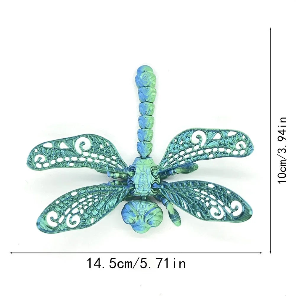 0709BA 3D Printed Dragonfly Figurine Collectible Desk Decor Transformable Design,For Halloween Christmas Xmas Thanksgiving Toy Kids