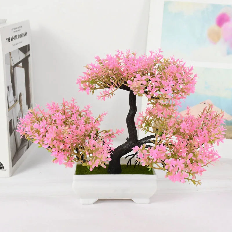 0407GG Artificial Plants Bonsai Small Tree Pot Fake Plant Flowers Potted Ornaments For Home Room Table Decoration Hotel Garden Decor