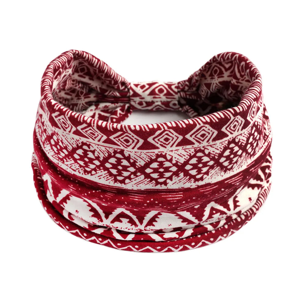 Wide Bandana headbands for Women Boho Bandeau Headbands Knot Hair Scarf Bands Stretch Floral Printed Non Slip Headbands Elastic