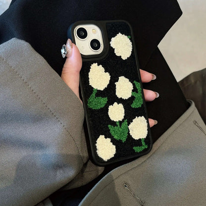 Embroidered Tulip Plush Case - iPhone