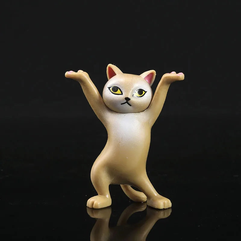0907BA Kawaii Cats Pen Holder Funny Cat Doll Tabletop Figurines Plastic Crafts Earphone Holder For Office Home Decoration Accessories