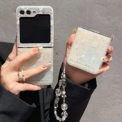 Korean Shell Flower Bead Bracelet Case - Samsung