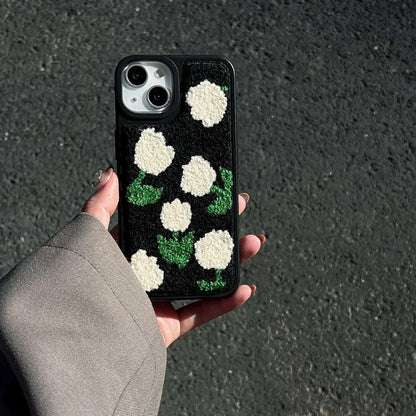 Embroidered Tulip Plush Case - iPhone
