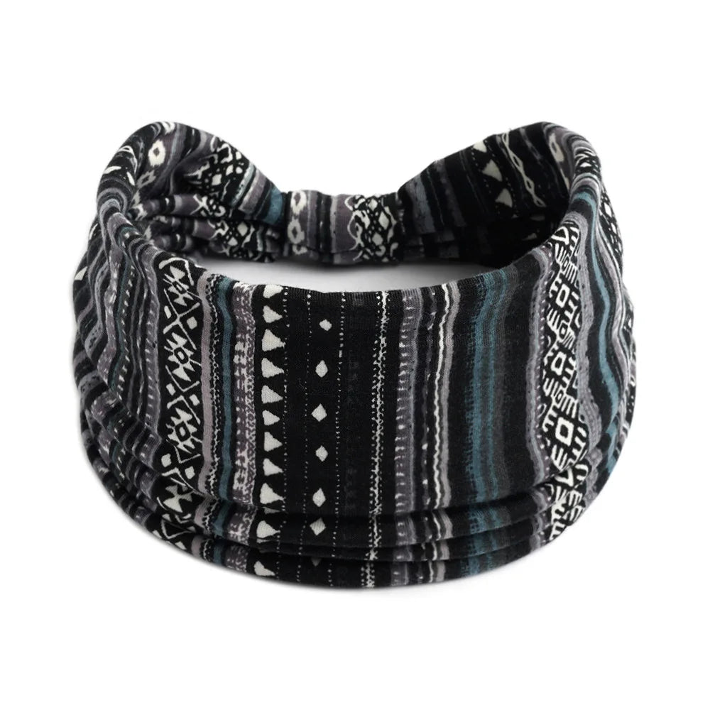 Wide Bandana headbands for Women Boho Bandeau Headbands Knot Hair Scarf Bands Stretch Floral Printed Non Slip Headbands Elastic