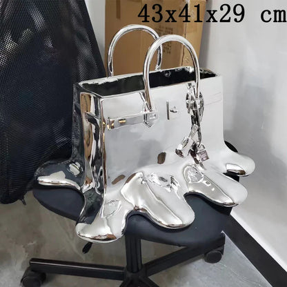 0907BA high quality silver Resin Flowers Vase Bag Home Decor aesthetic room decor Wedding desk Ornament Living Room Big Bag Vase Luxury