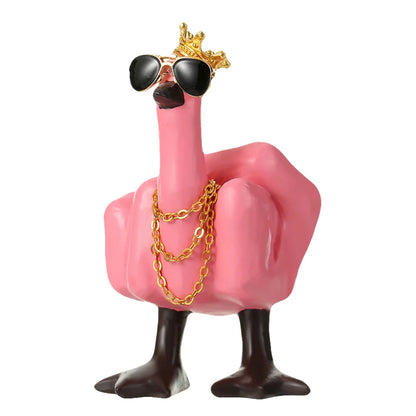 0907BA Middle Finger Duck Decorative Figurine Resin Tabletop Duck Ornament 7.5cm Mini Duck Decor for Home Garden Desk Decoration