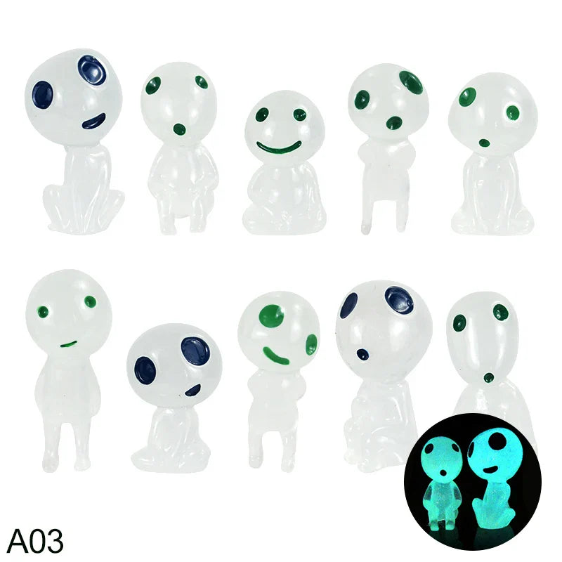 0207ba 5/10Pcs Luminous Alien Elf Ghost Glowing Blue Green Light Decoration Micro Landscape Garden Miniature Doll Props Halloween Decor