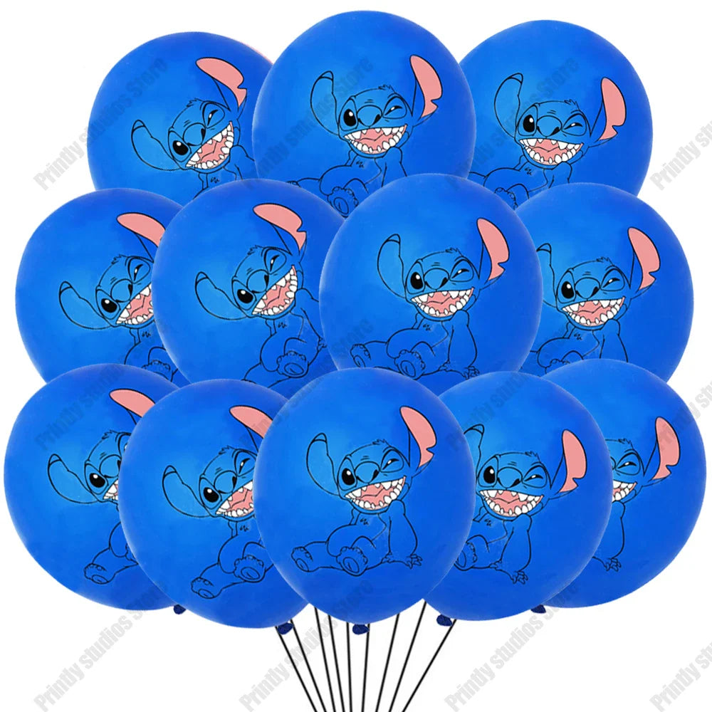 2407TA 10PCS 12Inch Disney Lilo and Stitch  Latex Balloon Set Globo Boy Girl's Birthday Party Baby Shower Party Decorations Kid Toys