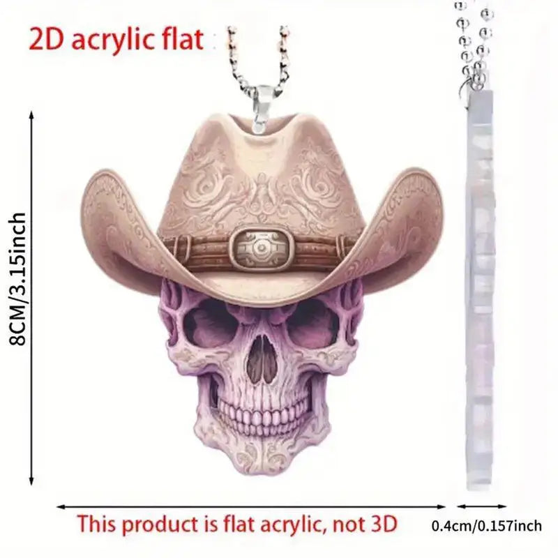 0709BA Acrylic Horrible Skeleton Figurine Skull Ornaments For Desk Halloween Car Rearview Mirror Decor Display Auto Pendant Accessory