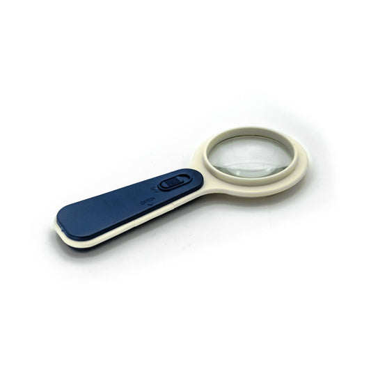 LED Illuminating 5X Magnification Craft Hand Held Magnifying Lens