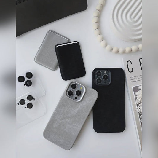 Timeless Suede Leather Wallet Case - iPhone