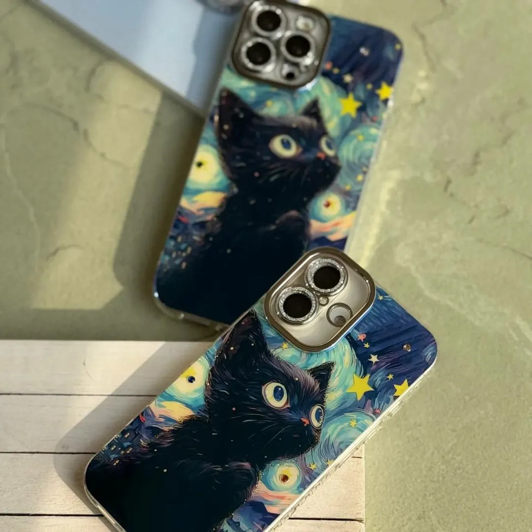 Starry Night Cat Art Phone Case