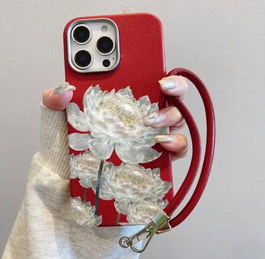 Stylish Floral Phone Case with Handy Strap
