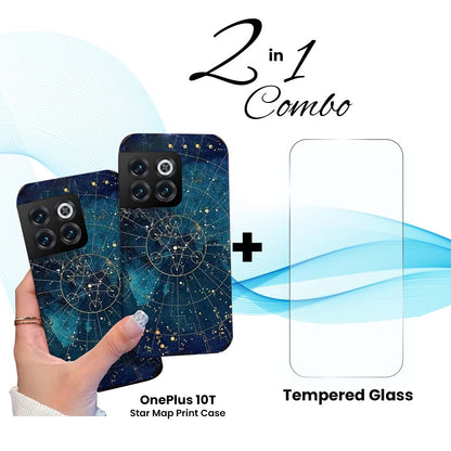 OnePlus (2 in 1 Combo) - Star Map Print Case + Tempered Glass