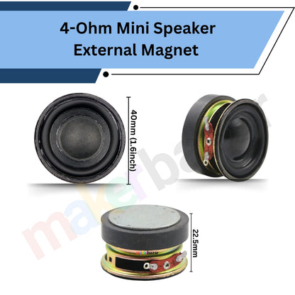 4-Ohm Mini External Magnet Speakers Metal Body