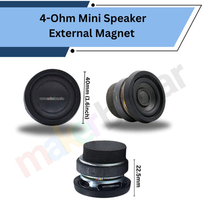 4-Ohm Mini External Magnet Speakers Metal Body