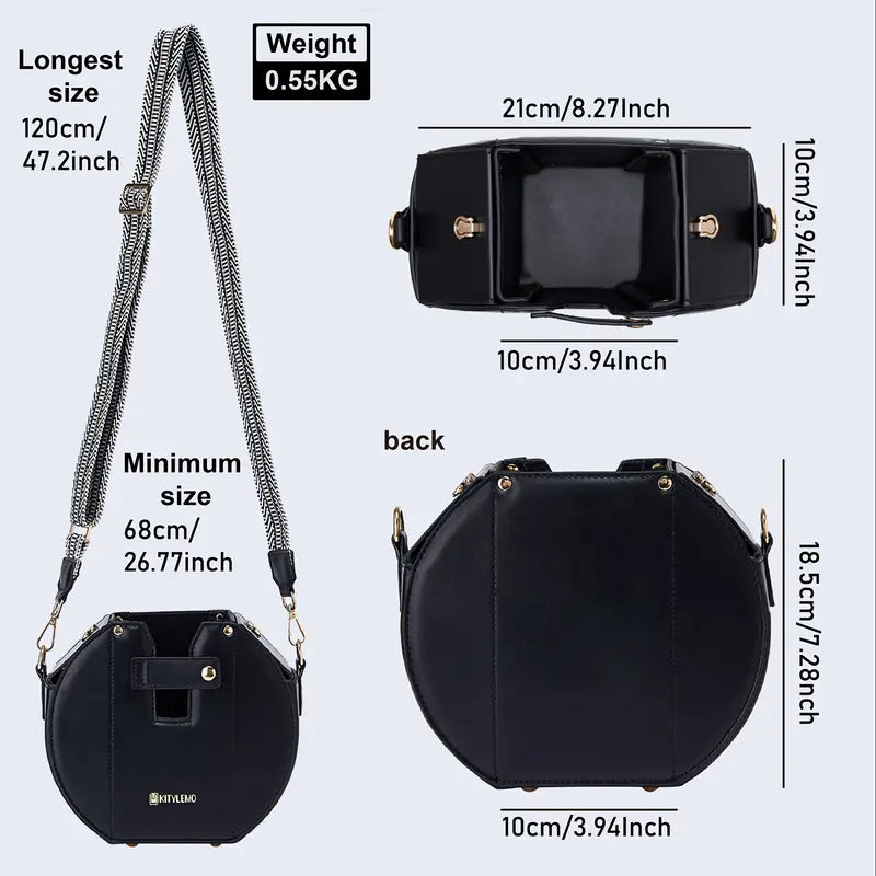 Stylish Tumbler Crossbody Bag with Gold Accents