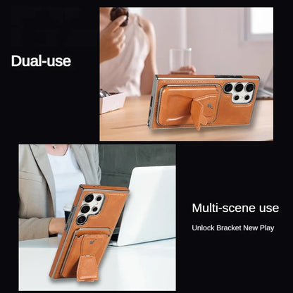 Versatile Magnetic Leather Wallet Case - Samsung