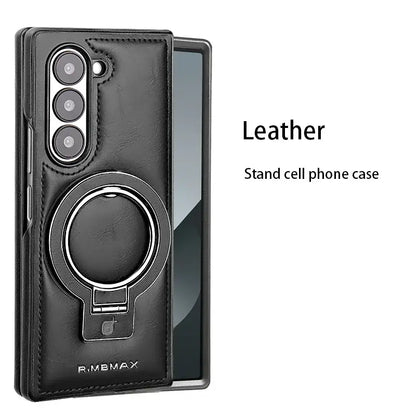 Galaxy Z Fold Series Luxury Ring Holder Leather Case