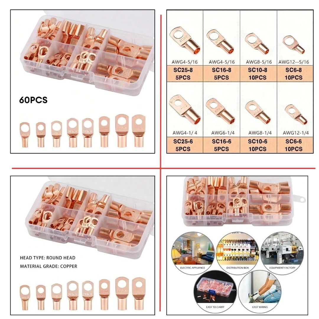 Wire Ring Battery Terminals Lug SC Assorted Kit
