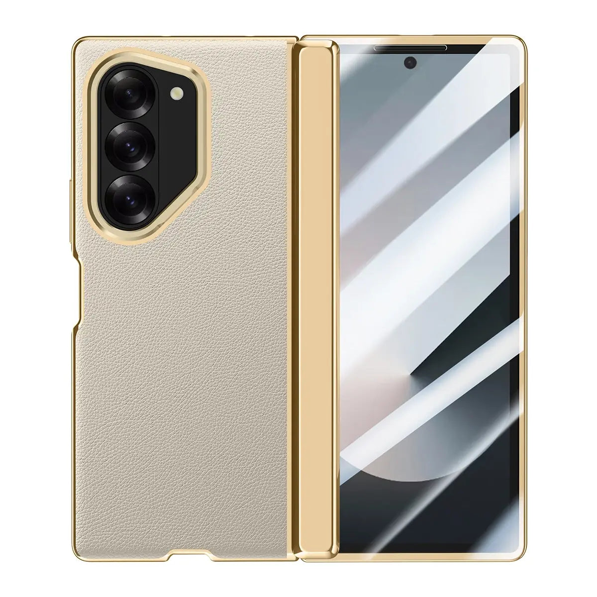 Galaxy Z Fold6 Prestigious Alloy Bracket Leather Case