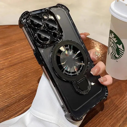 Luxury Plating Magnetic Bracket Case - iPhone