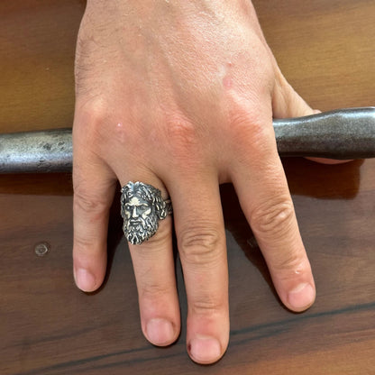Wholesale Zeus God of War Silver Deluxe Biker Ring For Men's (Sold by - 12 piece)