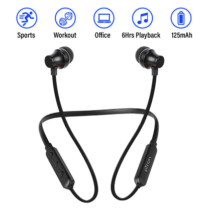 pTron InTunes Lite High Bass In-Ear Wireless Headphones with Mic - (Black)