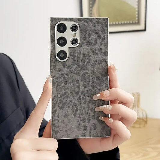 Vintage Leopard Print Leather Case - Samsung