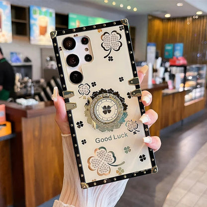 Lucky Clover Diamond Bracket Phone Case - Samsung