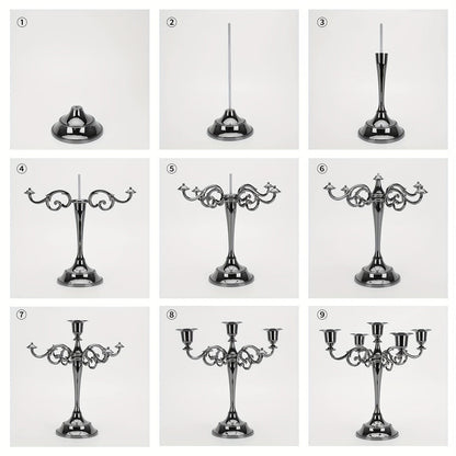 0207ba Elegant Vintage Black Candelabra with Lacquered Finish – Versatile Five-Head Candlestick for Weddings, Home Ambience & Family Events