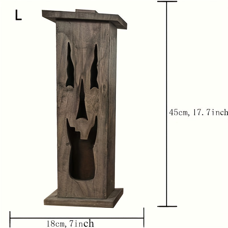 0207ba Handcrafted Wooden Ghost Lantern Set - Flame Light Decor for Halloween, Christmas, Easter, Thanksgiving - Natural Log Construction, Flameless, No Electricity Needed, Seasonal Yard Accents (Set of 3)