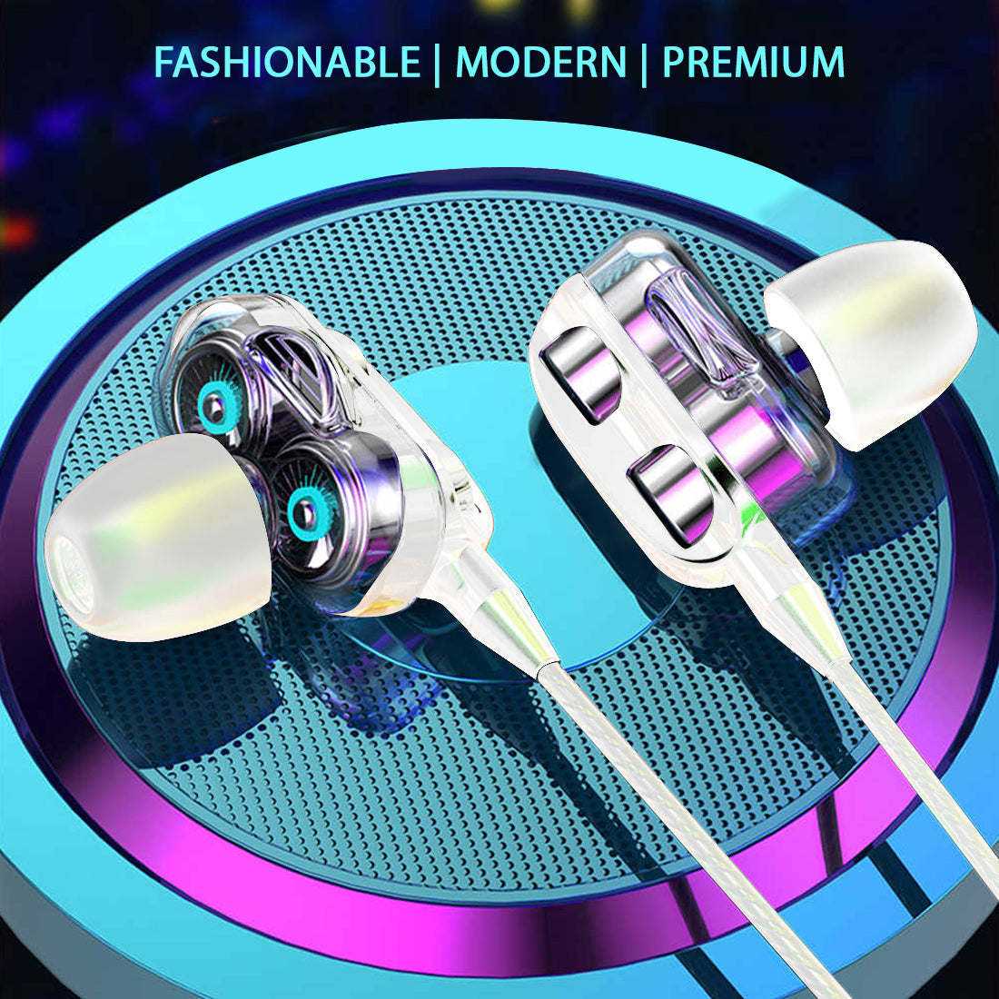 pTron Boom Pro 4D Hi-Fi Dual-driver Stereo Sound Wired Headset with Mic - (White)