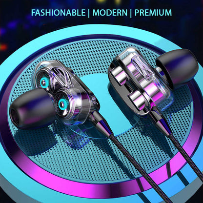 pTron Boom Pro 4D Deep Bass Dual Driver Wired Earphones with Mic for All Smartphones - (Black & Silver)
