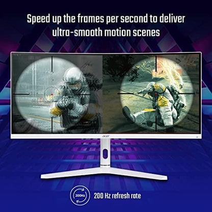 Acer XZ306CX 29.5 Inch (74.93 Cm) Ultrawide 21:9 1500R Curve 2560 X 1080 Pixels LCD Monitor with LED Backlight I 1 MS VRB I 200 Hz I HDR 400 I DCI-P3 93% I AMD Free Sync I 2XHDMI 1XDP I White