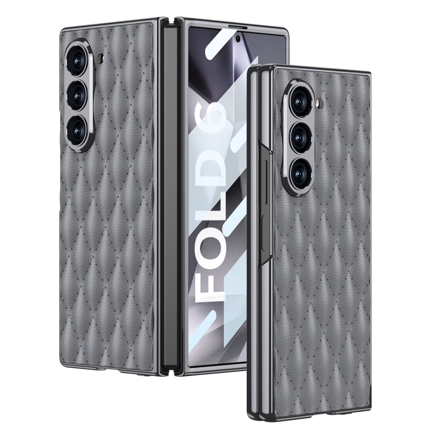 Galaxy Z Fold6 Luxury Diamond Plating Leather Case