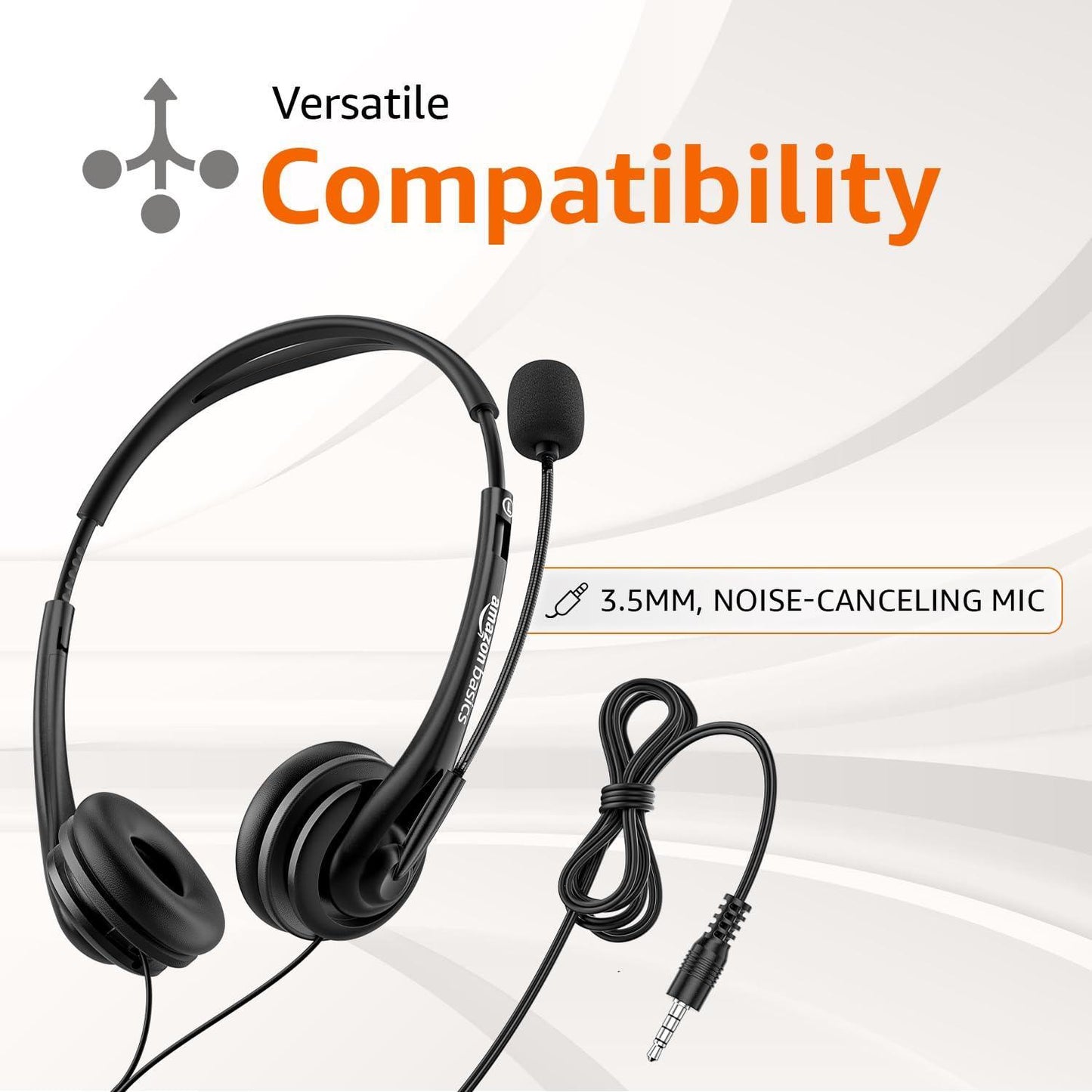 Amazon Basics On Ear Wired Headphones with Boom Mic | Supreme Sound Refurbished