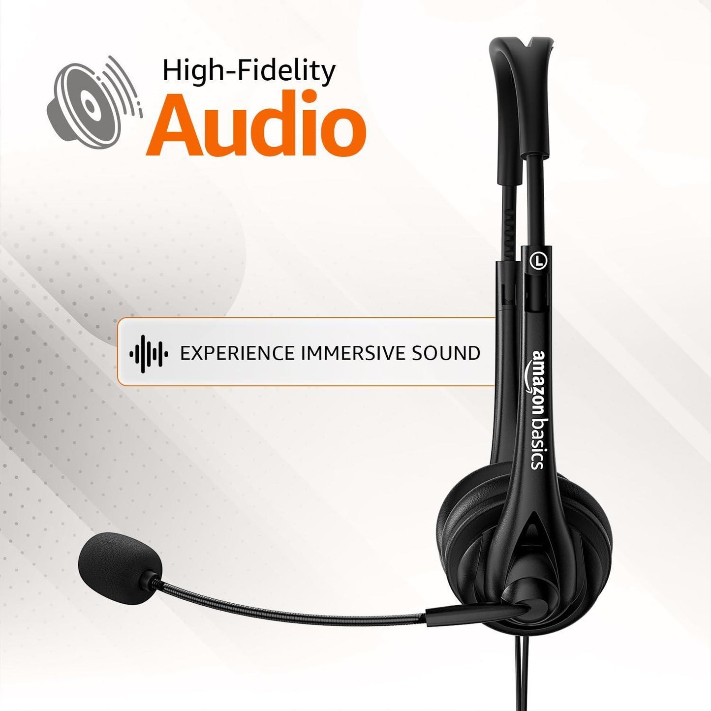Amazon Basics On Ear Wired Headphones with Boom Mic | Supreme Sound Refurbished