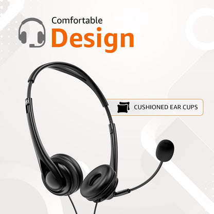 Amazon Basics On Ear Wired Headphones with Boom Mic | Supreme Sound Refurbished