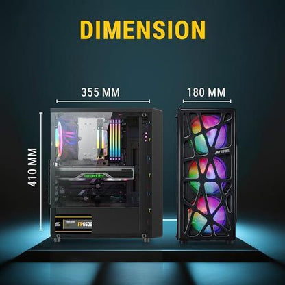 Ant Esports Elite 1100 Mid-Tower Computer Case/Gaming Cabinet - Black | Support ATX, M-ATX, ITX | Pre- Installed 3 x 120mm Front and 1 x 120mm Rear Rainbow Fans