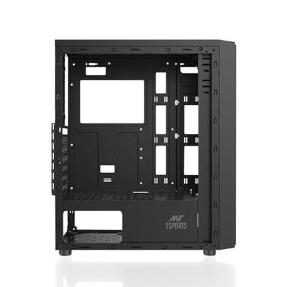 Ant Esports Elite 1100 Mid-Tower Computer Case/Gaming Cabinet - Black | Support ATX, M-ATX, ITX | Pre- Installed 3 x 120mm Front and 1 x 120mm Rear Rainbow Fans