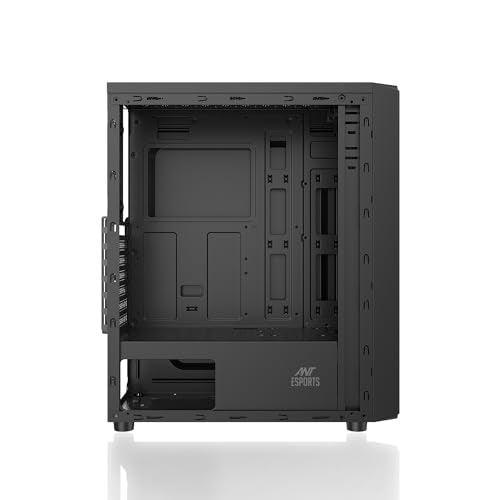 Ant Esports Elite 1100 Mid-Tower Computer Case/Gaming Cabinet - Black | Support ATX, M-ATX, ITX | Pre- Installed 3 x 120mm Front and 1 x 120mm Rear Rainbow Fans